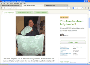 Alpaca Fans help Crocheter from Peru with a Kiva Loan