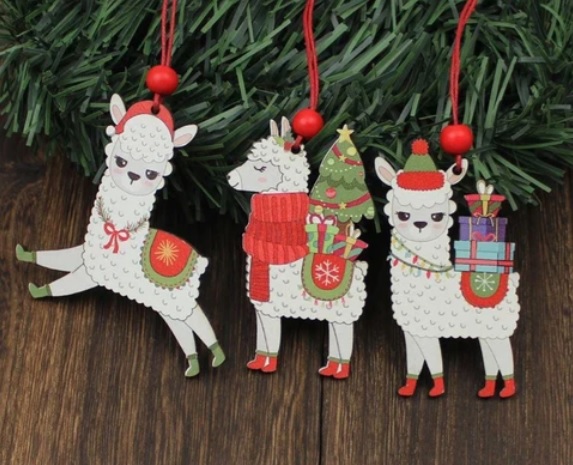 Classic Alpaca Wooden Christmas Ornament Set for sale by PurelyAlpaca