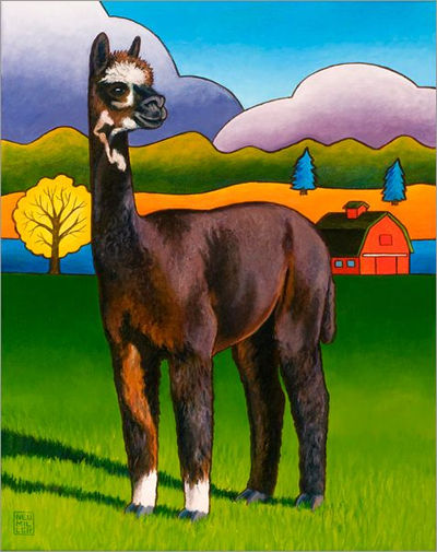 Bella Alpaca Painting by Stacey Neumiller