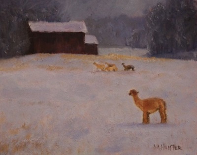 First Snow Alpaca painting by Mark Hunter