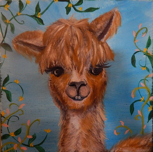 Summer Alpaca painting by Dr. Nancy James
