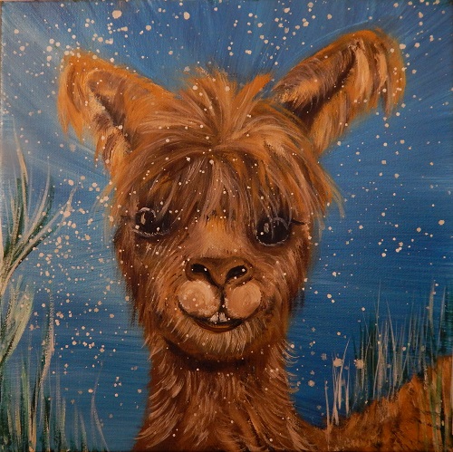 Winter Alpaca painting by Dr. Nancy James