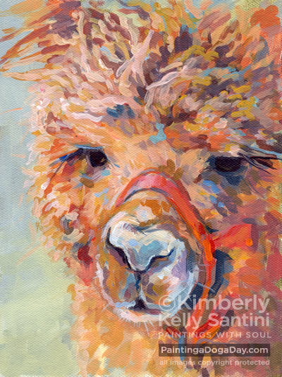 Snickers Alpaca Painting by Kimberly Santini