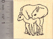 Alpaca Mother and Cria Rubber Stamp