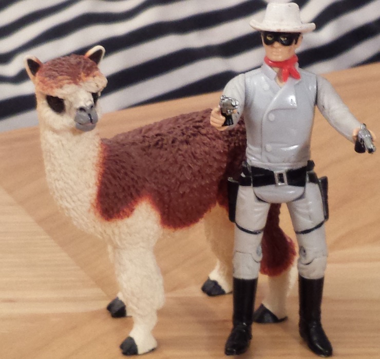 Ruffo the Alpaca posing with The Lone Ranger